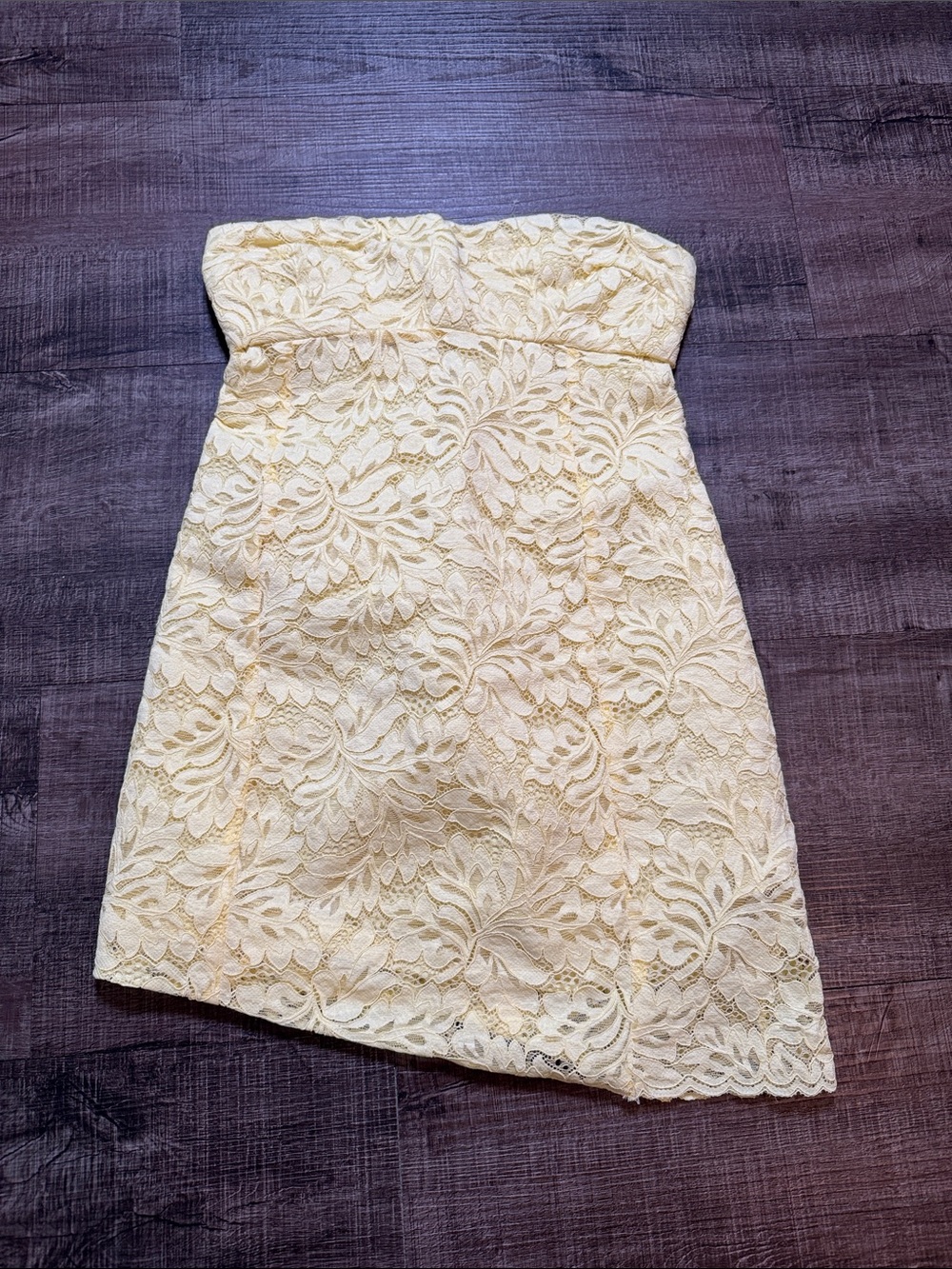 Mango Strapless Cream Lace Mini Dress